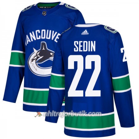 Män Ishockey Vancouver Canucks Tröja Daniel Sedin 22 Adidas 2017-2018 Blå Authentic